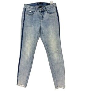 FDJ Size 4 Womens Jeans Christina Mid Rise Skinny Raw Vented Hem Light Wash